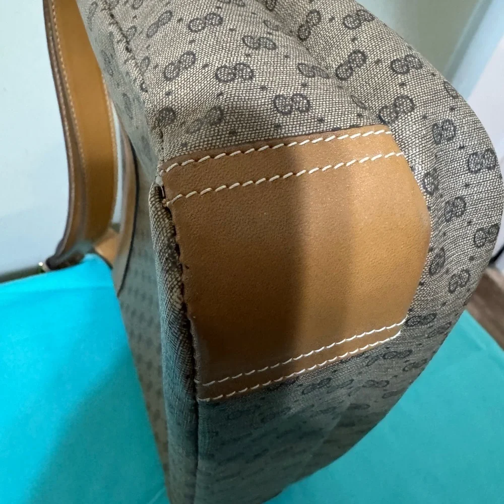 Gucci Micro Logo Tan and Brown Messenger Style Bag